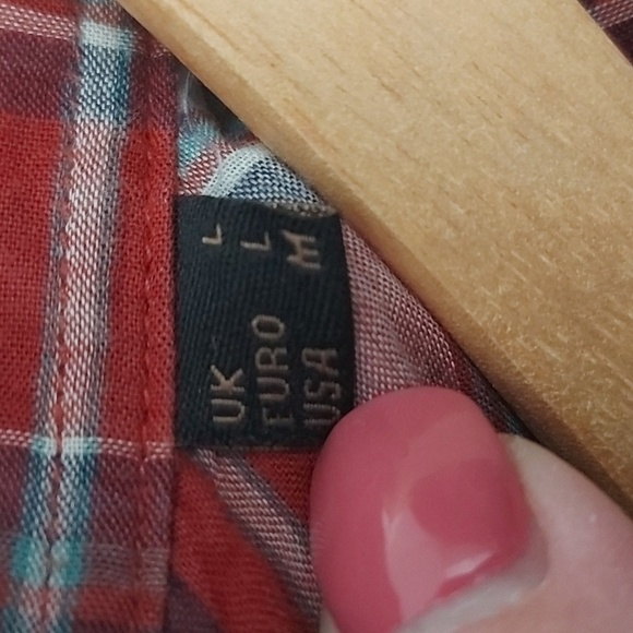 Barbour X Steve McQueen Button Down Plaid Shirt Lined Red Navy Size Medium - Picture 7 of 10